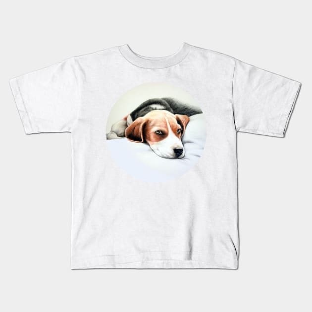 Beagle Pencil Drawing Kids T-Shirt by Sandra Warmerdam